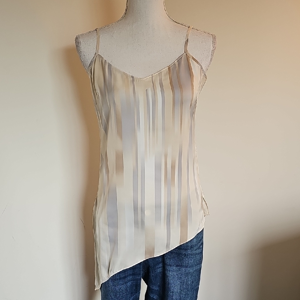 White House Black Market Cream Striped Top